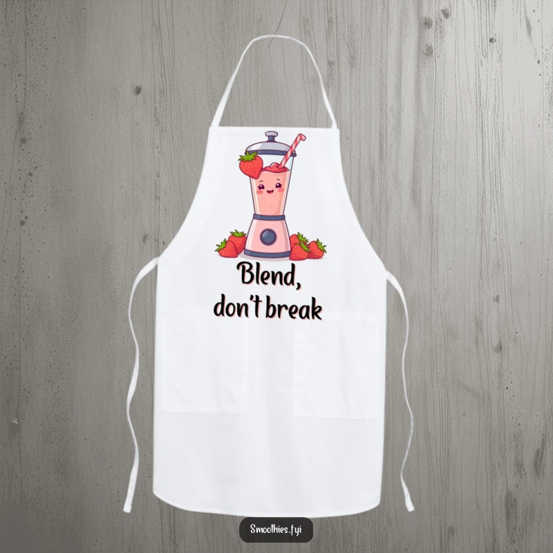Funny strawberry smoothie design on a chef apron, perfect for kitchen fun and protecting clothes. A humorous cooking accessory.