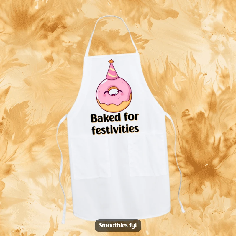Funny Apron: A giggling donut wearing a party hat is ready to celebrate, bringing a humorous and sweet touch to any culinary task.