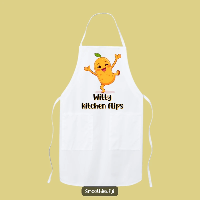 Funny Orange Smoothie Cartwheel Apron - Cheerful Chef Kitchen Fun Funny Gift
