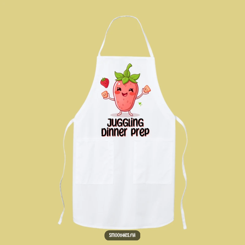 Funny Strawberry Smoothie Juggling Apron - Fruity Character Kitchen Fun Funny Gift