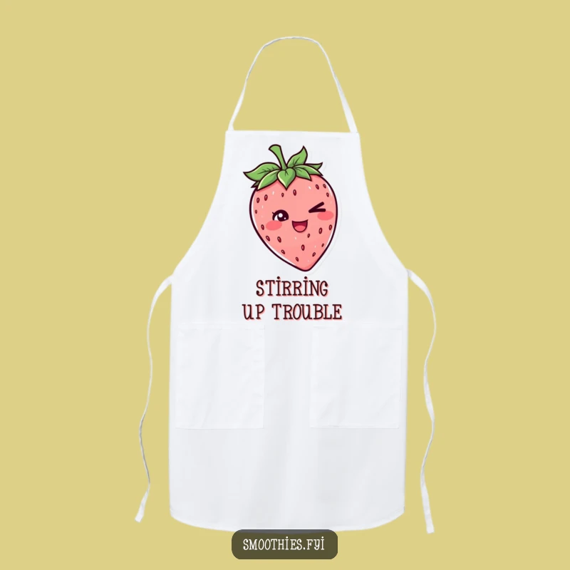 Funny Strawberry Wink Apron - Cheerful Chef Character for Kitchen Giggles