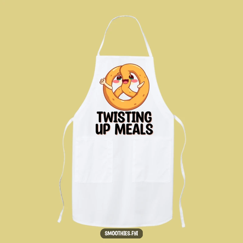 Funny Pretzel Spin Apron: Chef's Joyful Grinning Pretzel, Perfect Funny Kitchen Gift