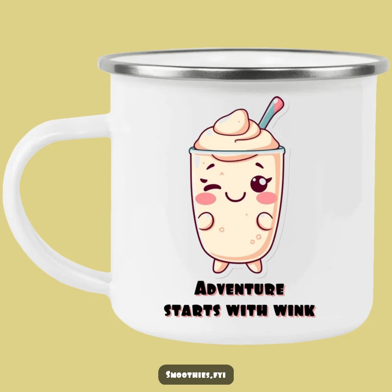 Funny Kawaii Smoothie Camping Mug: Wink & Wander, Humorous Outdoor Gift