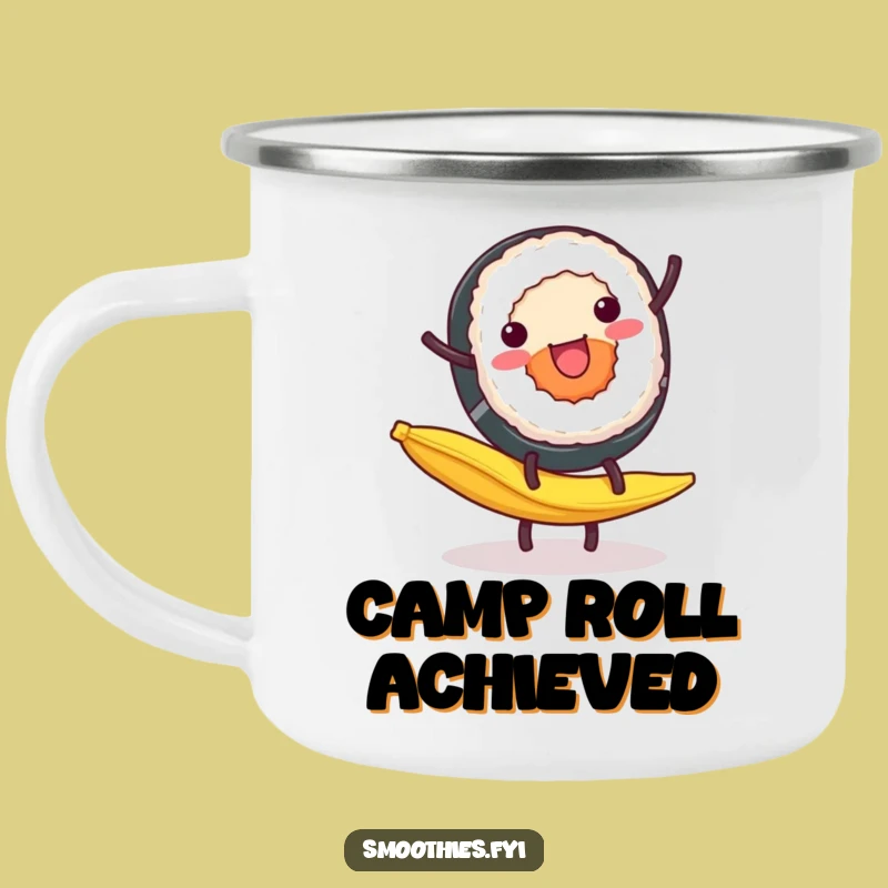 Funny Sushi Camping Mug: Cartwheel Outdoors Cup, Humorous Foodie Gift