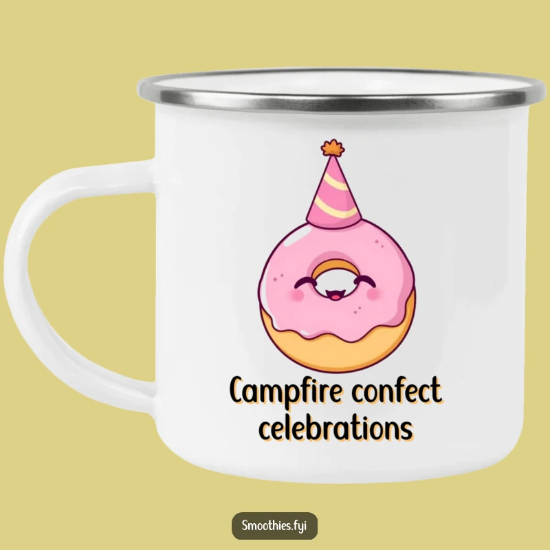 Funny Donut Party Hat Camping Mug: Giggling Treat Outdoor Gift