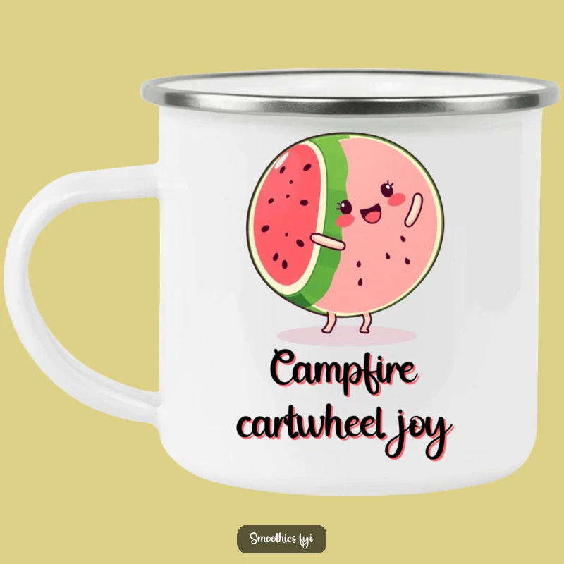 Durable Funny Kawaii Watermelon Cartwheel Camping Mug - Outdoor Fruit Fun Gift