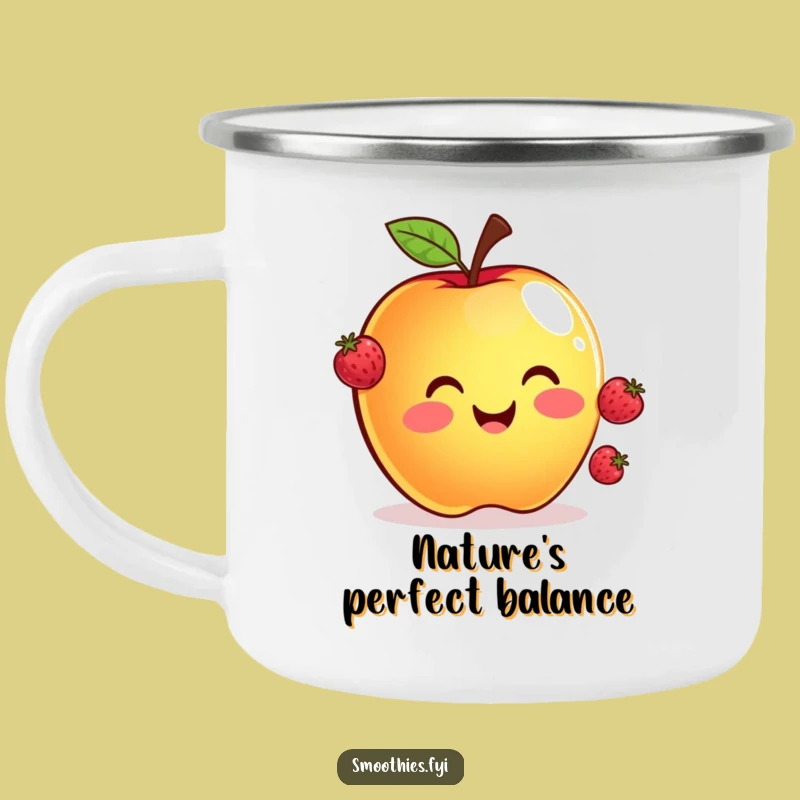 Funny Apple Juggling Berries Camping Mug - Trail Mix and Smiles Included