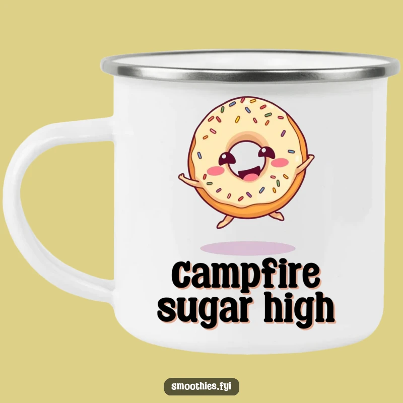 Funny Donut Jump Camping Mug: Giggling Outdoor Companion for Sweet Mornings