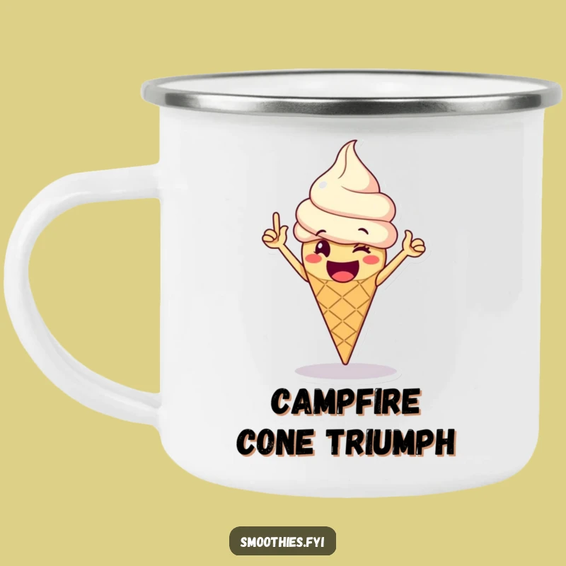 Funny Ice Cream Camping Mug: Victory Dance Outdoors Cup, Humorous Dessert Gift
