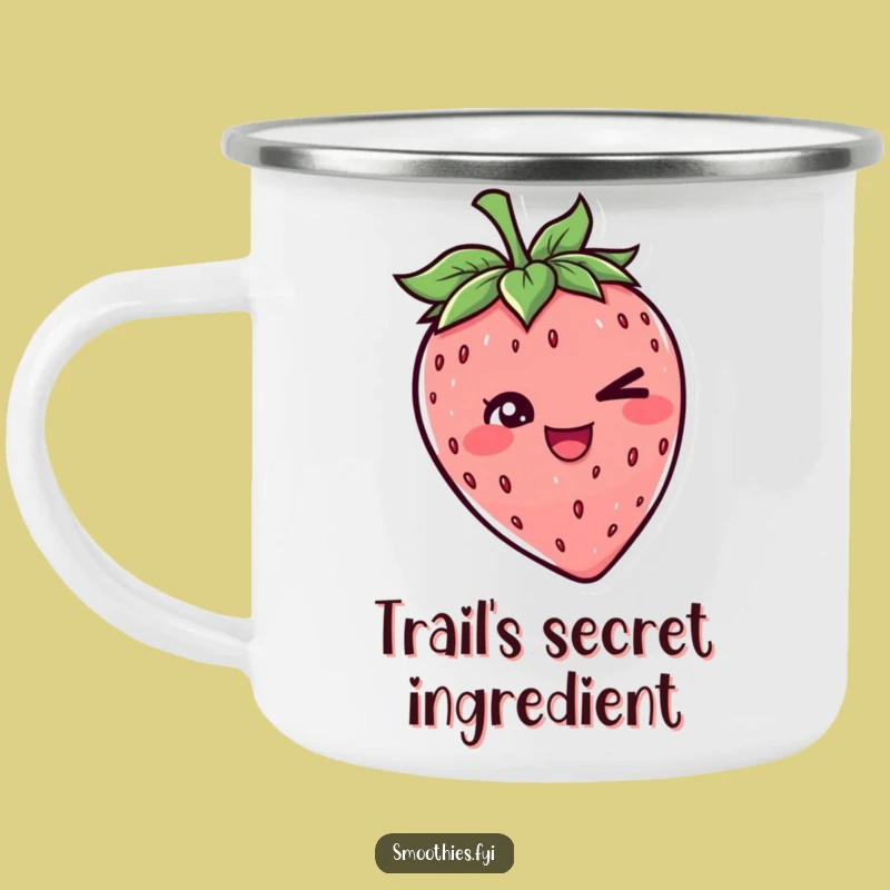 Funny Strawberry Wink Camping Mug - Cheerful Outdoor Character Mug for Fun