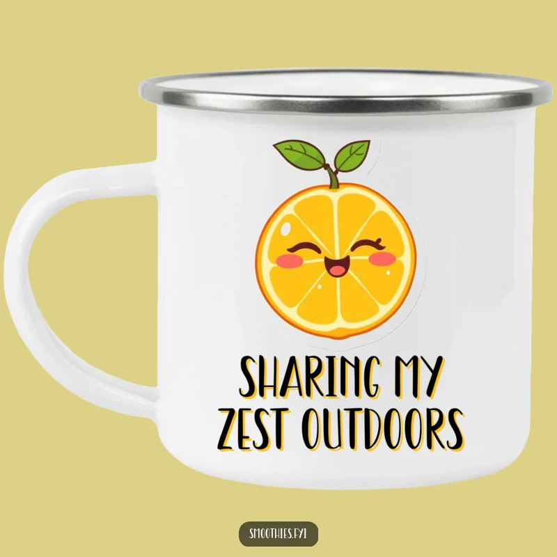 Funny Tangerine Wink Camping Mug - Zesty Sips on Every Adventure