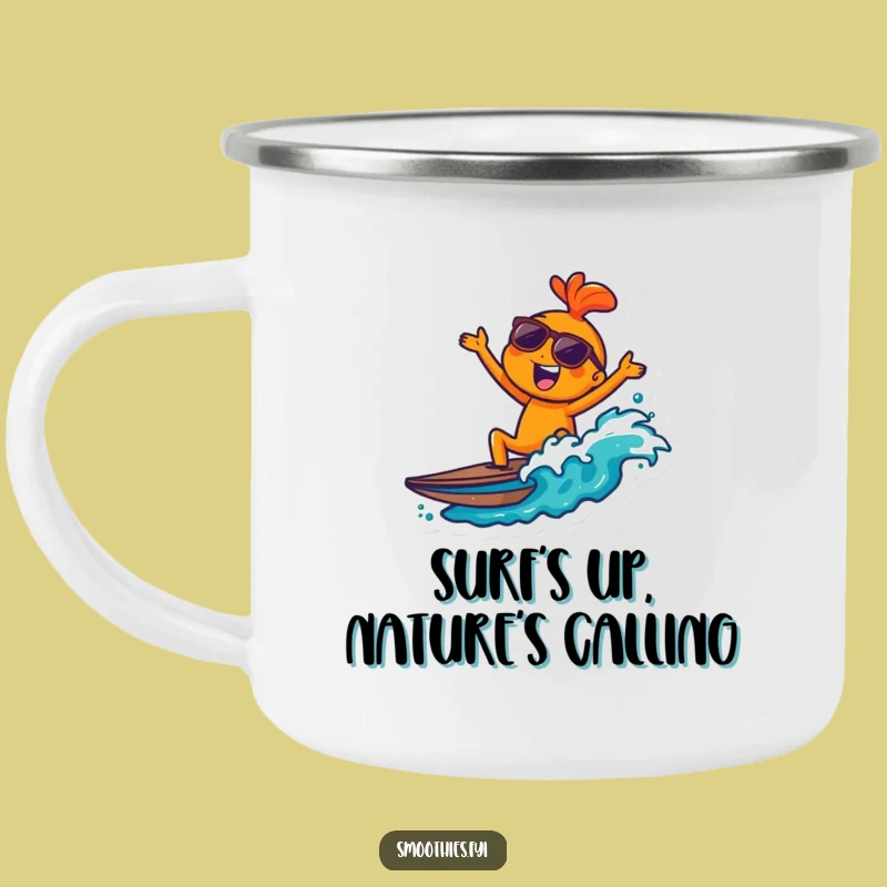 Funny Joyful Orange Wave Camping Mug: Cool Campfire Companion