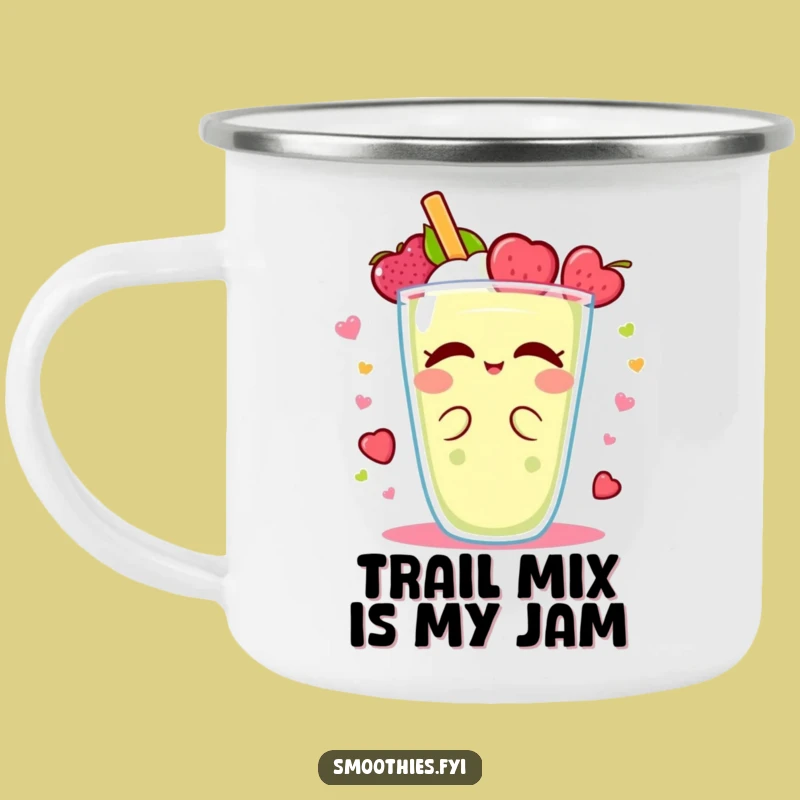 Funny Kawaii Smoothie Camping Mug: Fruity Spin Adventures, Humorous Outdoor Gift