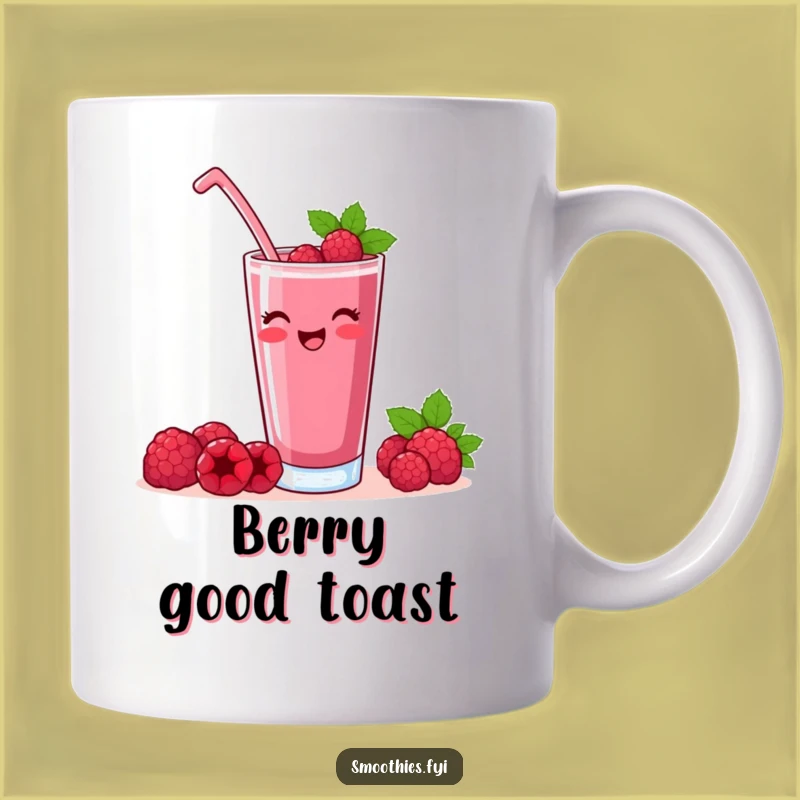 Funny Raspberry Smoothie Toast Mug: Celebrate with Cartoon Satisfaction Gift
