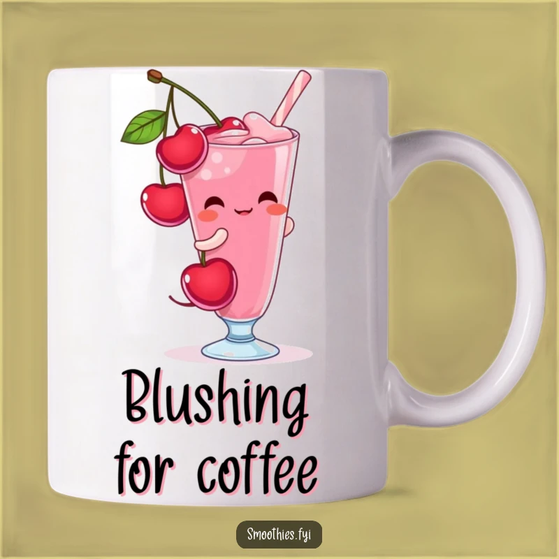 Funny Shy Cherry Smoothie Mug - Blushing Character Drinkware Gift