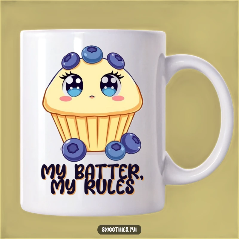 Funny Muffin Mug: Surprised Blueberry Muffin Floating Up, Hilarious Gift Idea