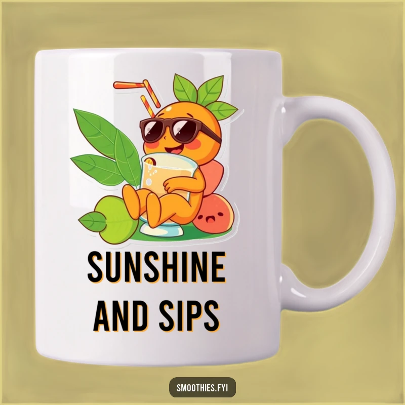 Funny Orange Smoothie Lover Mug: Cheerful Sunglasses Character, Perfect Relaxing Gift