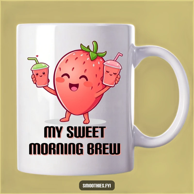 Funny Strawberry Juggling Mug, Cheerful Fruit Character Perfect Gift