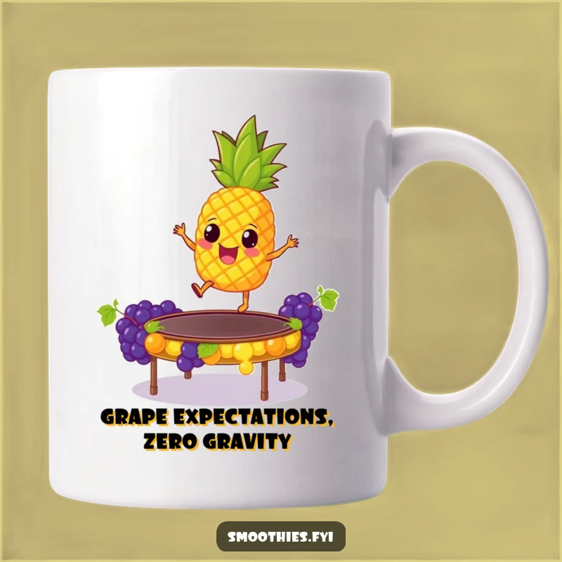 Funny Pineapple Trampoline Grape Mug: A Giddy Fruit Gift for Laughter Lovers