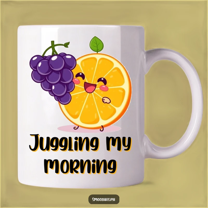 Funny Kawaii Orange Slice Mug - Juggling Grapes Hilarious Gift