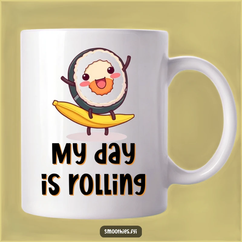 Funny Sushi Mug: Cartwheel Chaos, Perfect Humorous Gift for Food Lovers