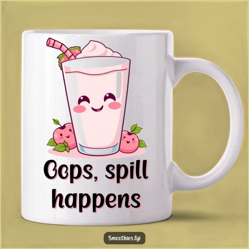 Funny Kawaii Smoothie Tipping Over Mug - Hilarious Smoothie Lover Funny Gift