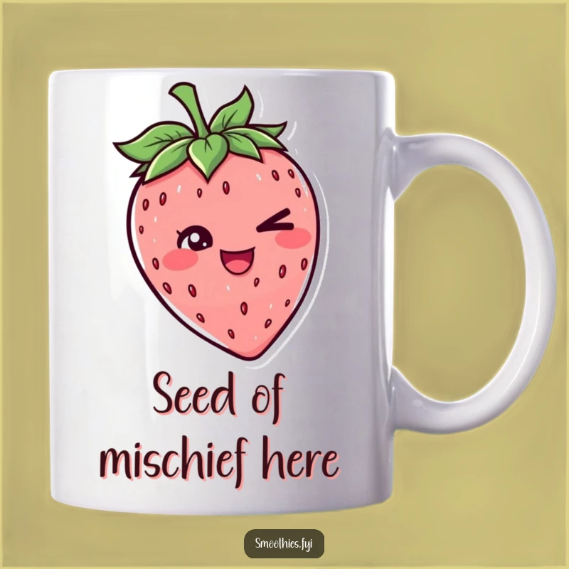 Funny Strawberry Wink Mug - Cheerful Fruit Character Gift for a Giggle