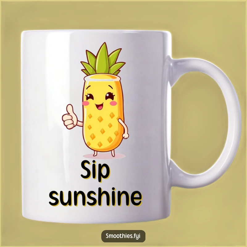 Funny Joyful Pineapple Smoothie Mug: Sunny Thumbs Up Gift