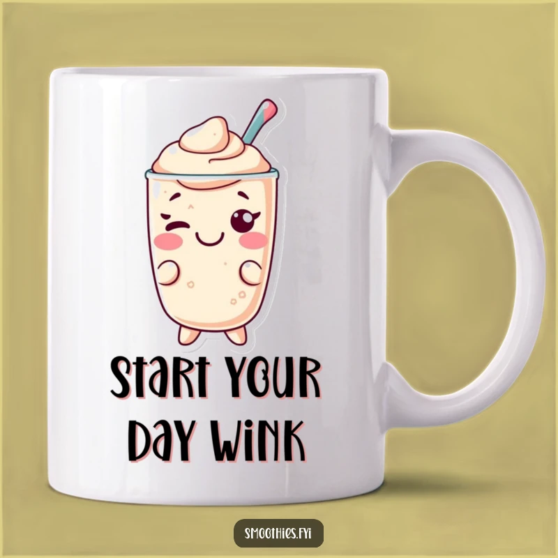 Funny Kawaii Smoothie Mug: Playful Wink, Cheerful Character, Perfect Humorous Gift