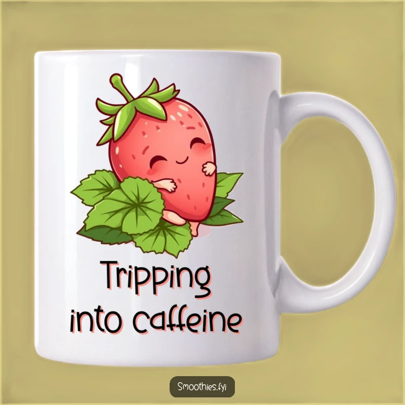 Funny Kawaii Strawberry Mug - Tripping Character Hilarious Gift