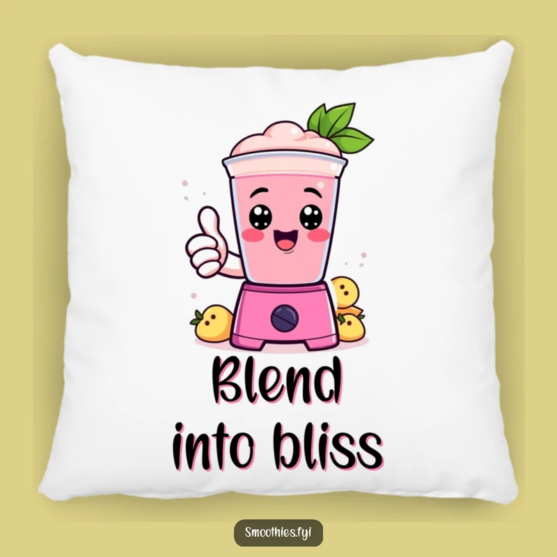 Comfy Funny Kawaii Smoothie Blender Thumbs Up Pillow - Cozy Drink Lover Funny Decor