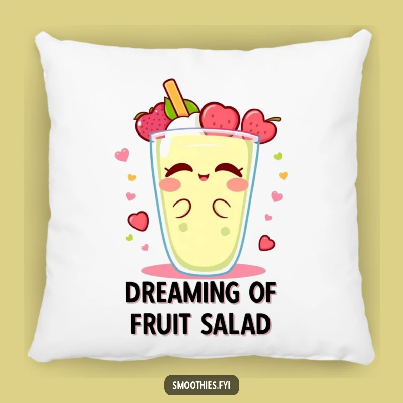 Funny Kawaii Smoothie Pillow: Fruity Spin Comfort, Whimsical Humorous Decor