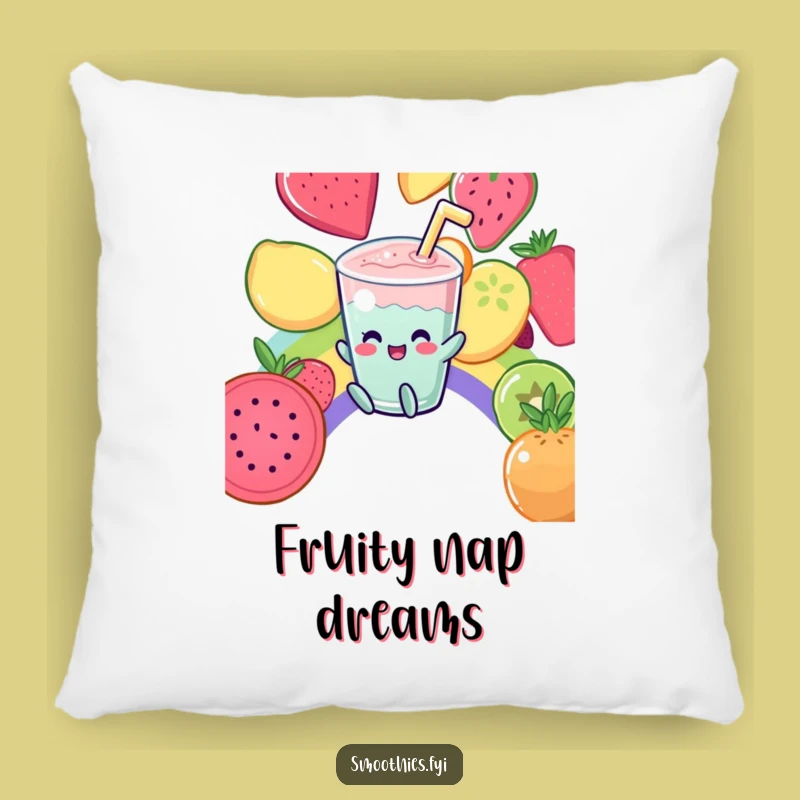 Comfy Funny Kawaii Smoothie Rainbow Slide Pillow - Cozy Fruit Lover Funny Decor