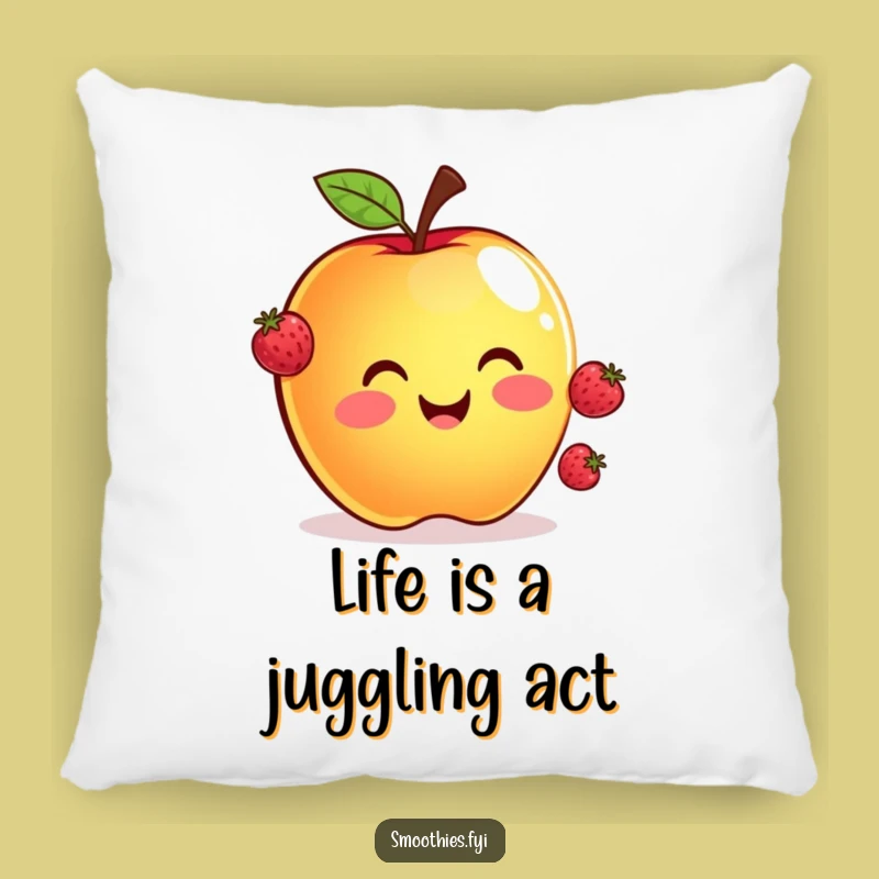 Funny Apple Juggling Berries Pillow - Cute Accent for a Cozy Feel