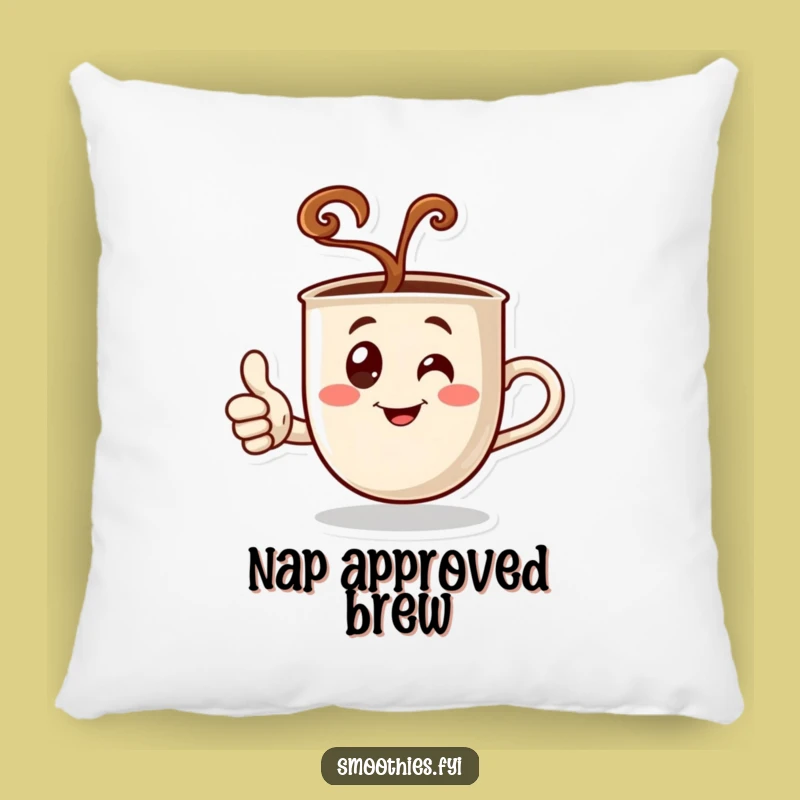 Funny Coffee Thumbs Up Pillow - Steaming Character Cushion for Comedic Comfort