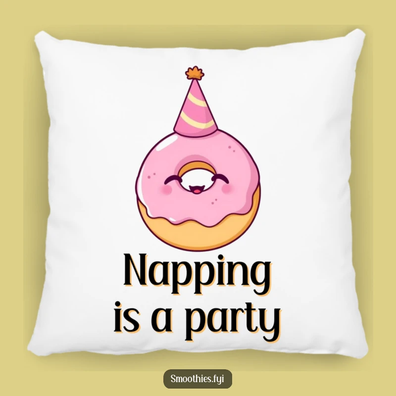 Funny Donut Party Hat Pillow: Giggling Treat Comfort Gift for Sweet Dreams