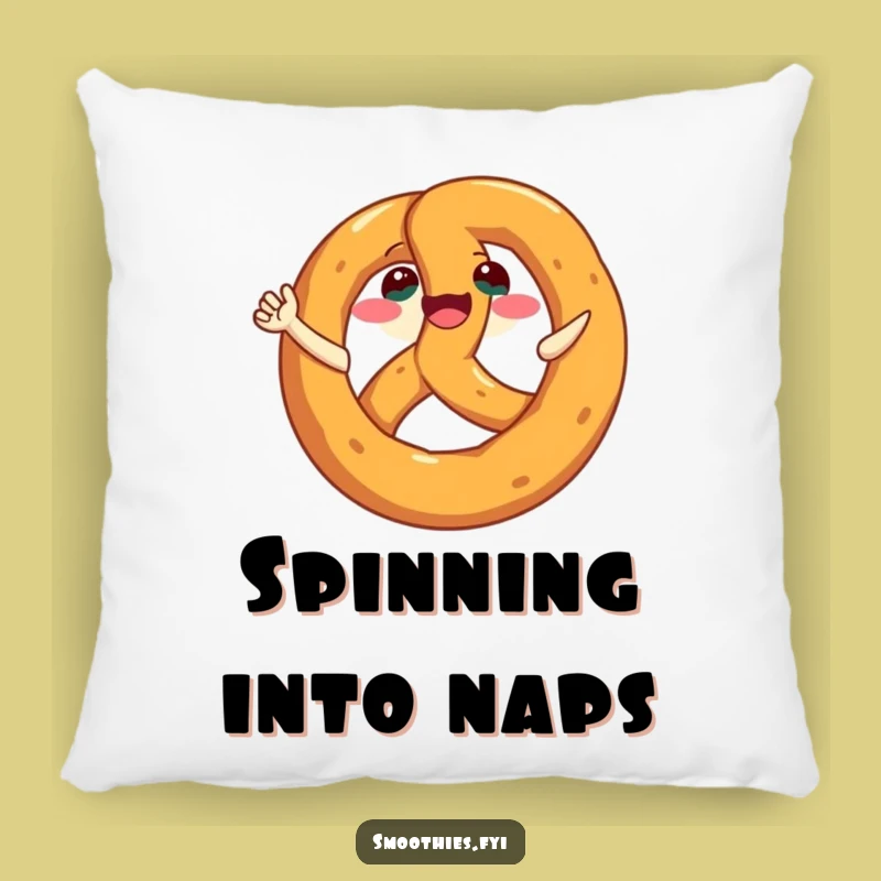 Funny Pretzel Spin Pillow: Cozy Grinning Pretzel Accent, Perfect Funny Gift