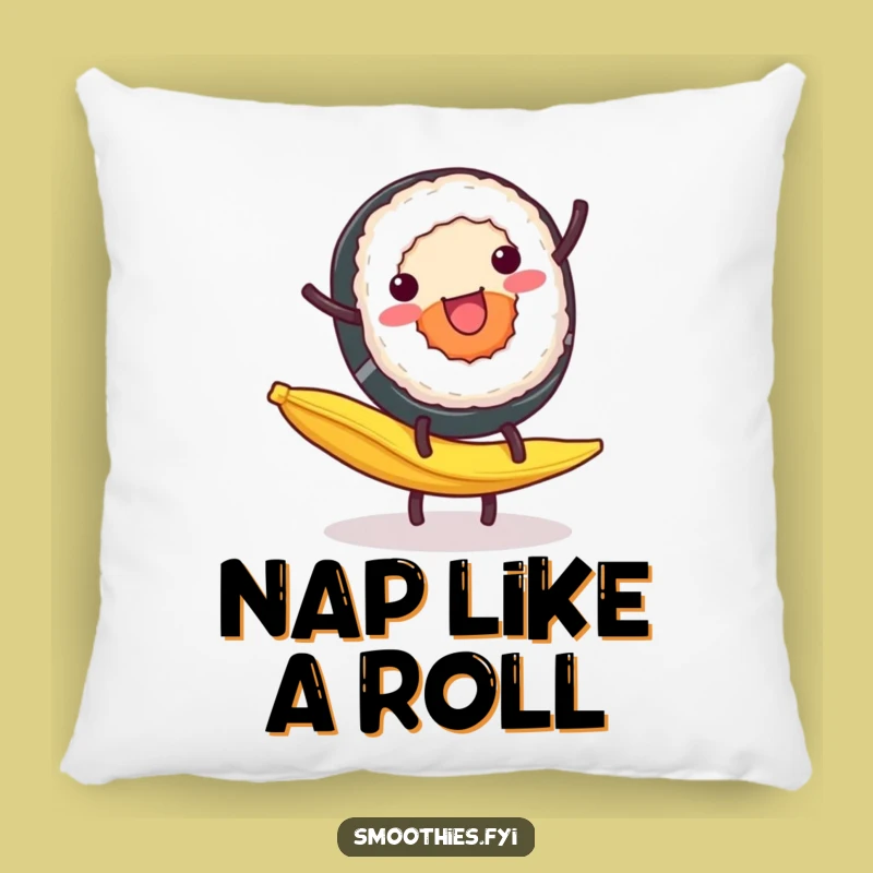 Funny Sushi Pillow: Cartwheel Cushion, Cozy Humorous Gift for Kitchen Decor