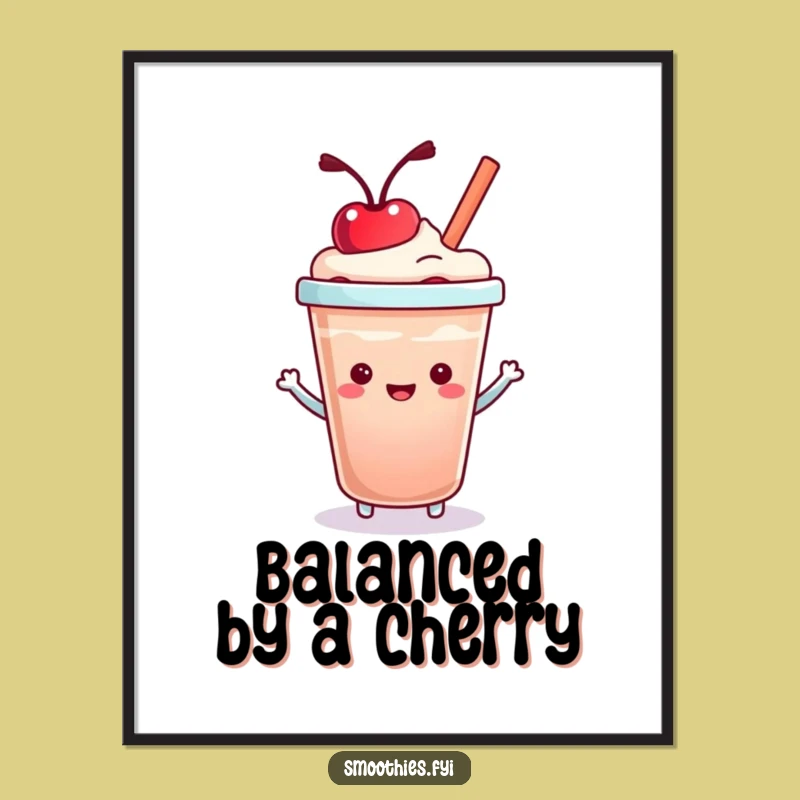 Funny Kawaii Smoothie Cup Digital Art - Instant Joy & Laughter!