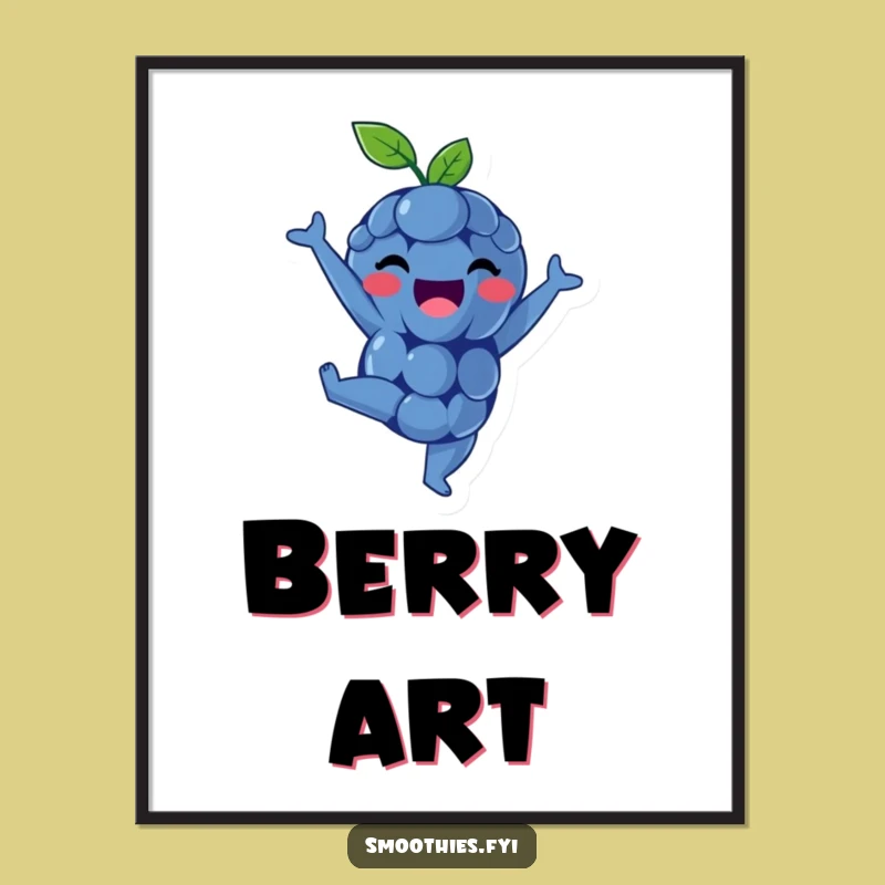 Funny Blueberry Digital Art Print: Instant Fruity Fun, A High-Quality Funny Print for Walls