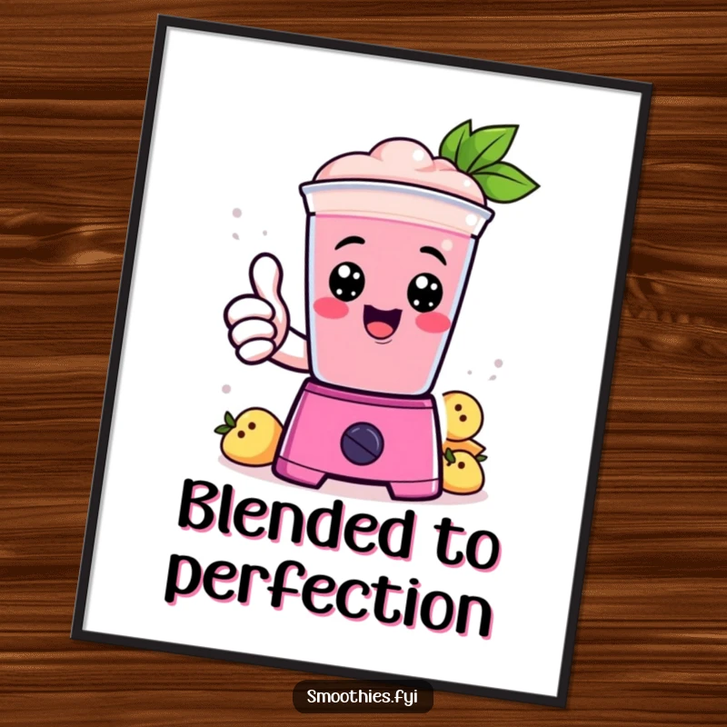 Funny Digital Art: A smiling Kawaii smoothie gives a thumbs up from a blender, creating an uplifting image.