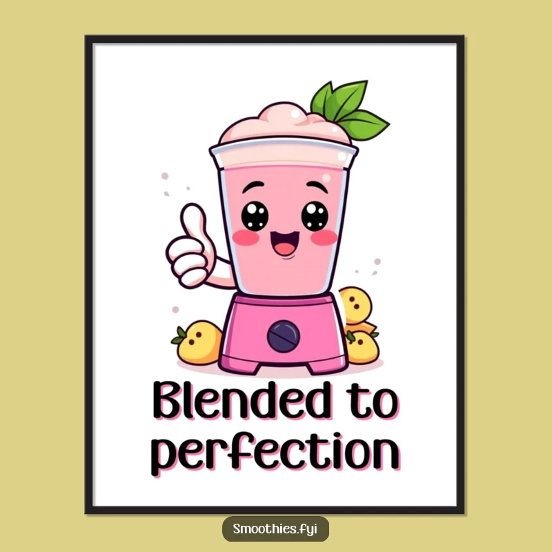 Funny Kawaii Smoothie Blender Thumbs Up Digital Art - Instant Positive Smoothie Decor