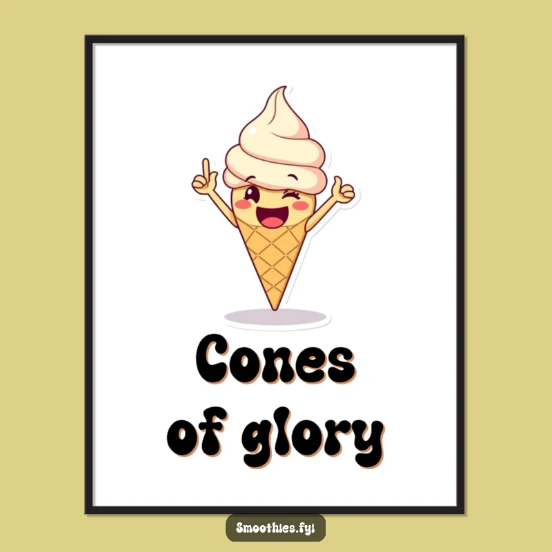 Funny Ice Cream Digital Art: Victory Dance Print, Humorous Dessert Decor Download