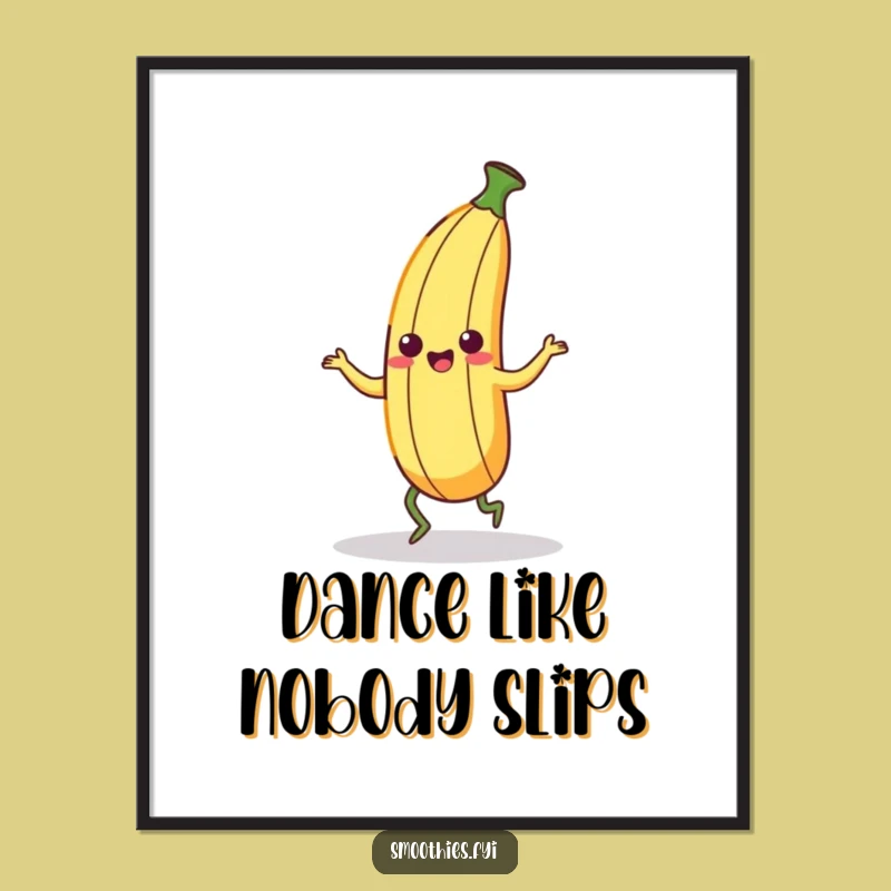 Funny Kawaii Banana Peel Digital Art - Instant Dance Party!