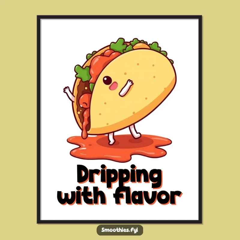 Funny Taco Cartwheel Digital Art Print: Instant Fiesta for Your Walls!