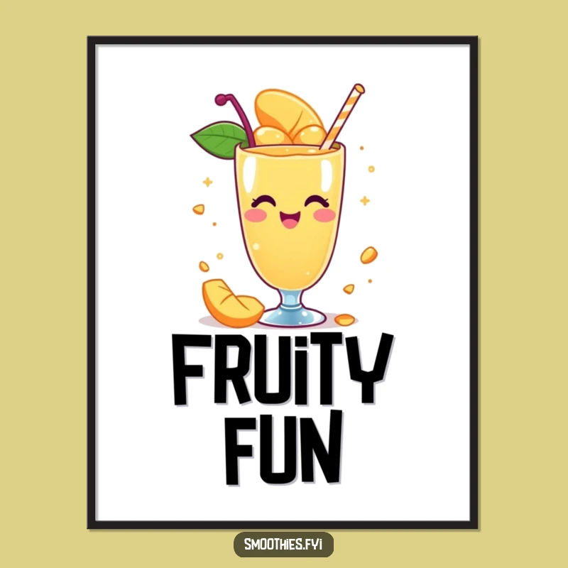 Funny Mango Smoothie Digital Art: Instant Whimsical Spinning Decor