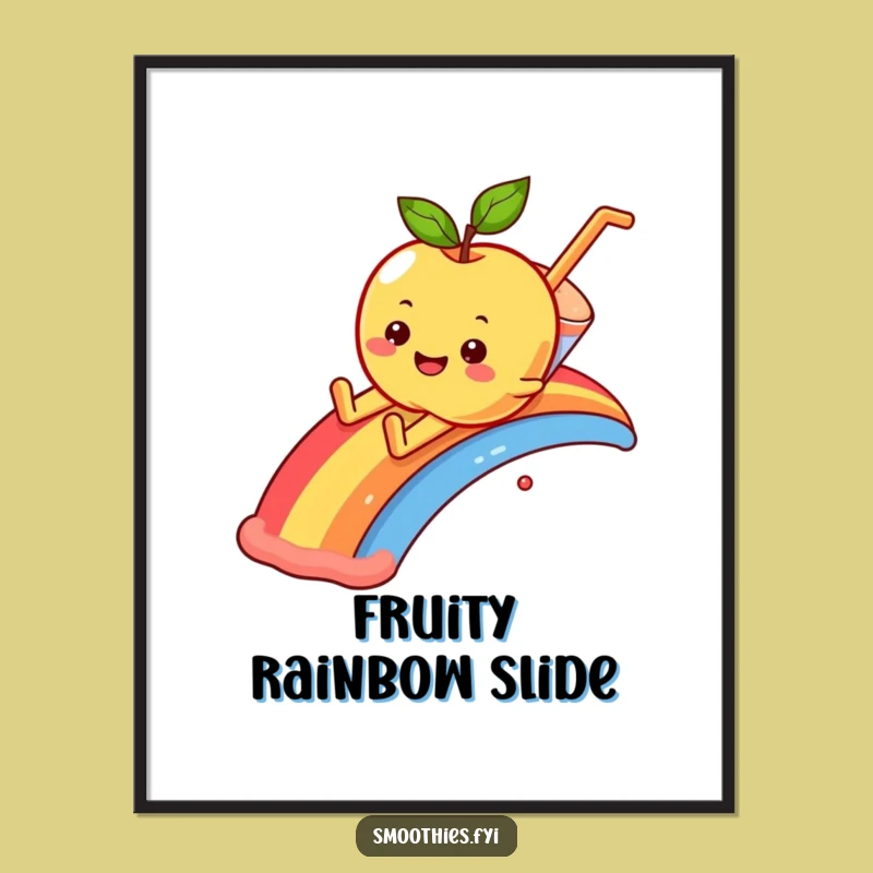 Funny Apple Rainbow Slide Digital Art: Instant Whimsical Charm!