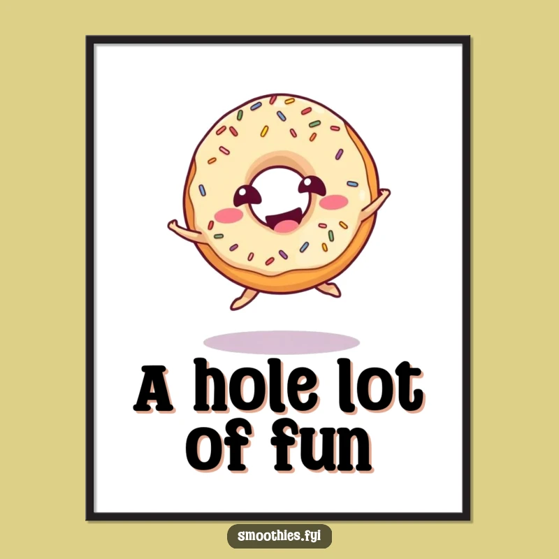 Funny Donut Jump Digital Art: Giggling Character Print for Instant Joy