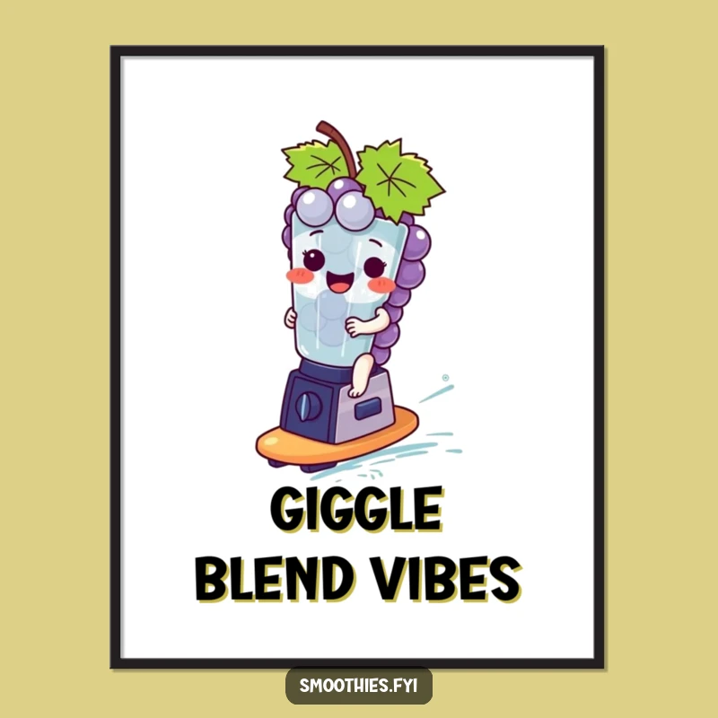 Funny Giggling Grapes Digital Art - Instant Whimsical Decor