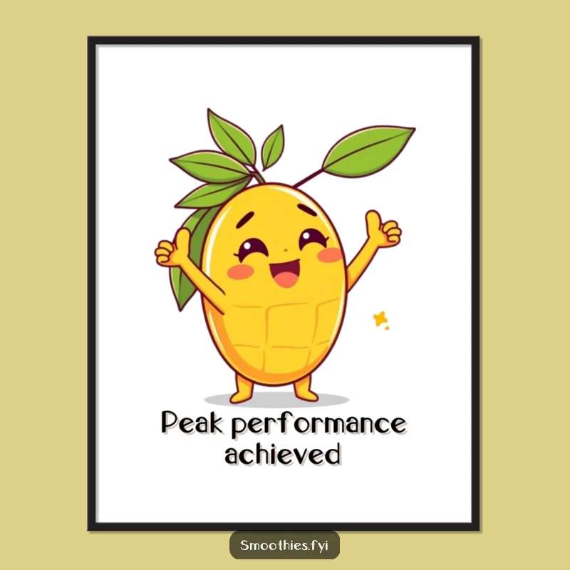 Funny Gleeful Mango Triumph Digital Print: Instant Victory Art